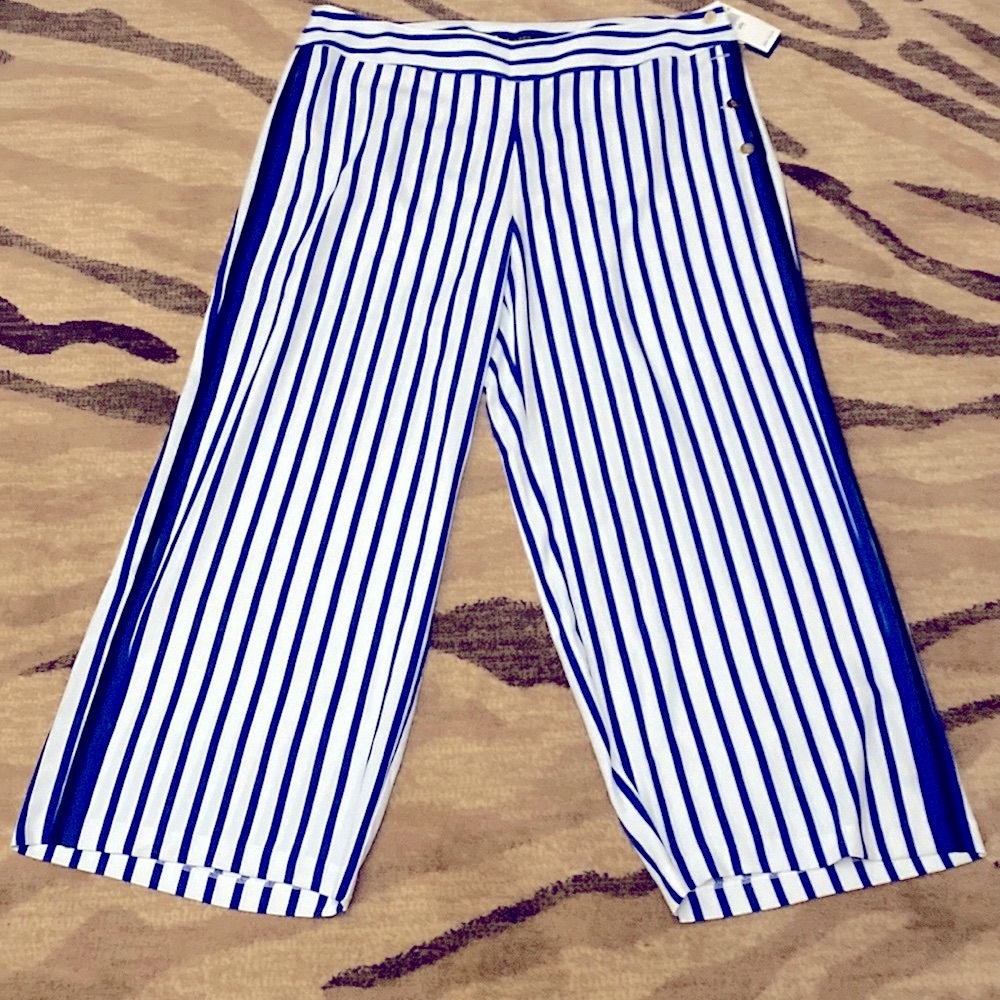 Lauren Ralph Lauren Black Label  Saph Star Wide Leg striped pants Womens 22W NWT